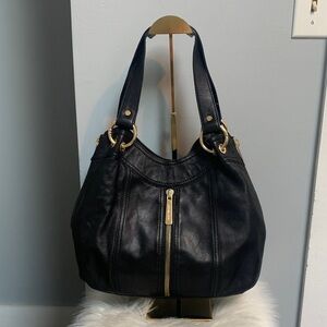 Authentic Michael Kors black buttery soft hobo slouch leather bag with zippers